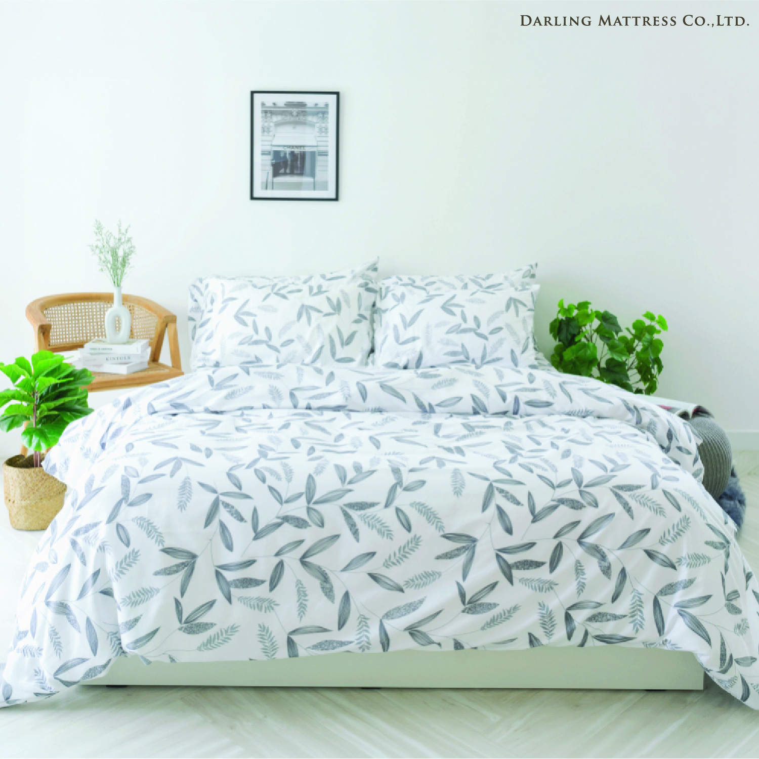 ชุดผ้าปูผ้านวม 5 ฟุต DARLING MATTRESS รุ่นลายดอกไม้ ลายลีฟ_8